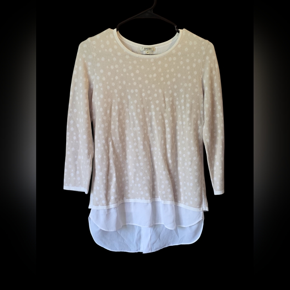 Tyler Böe Women's Cream polka Dot Sweater Open Back Blouse XS